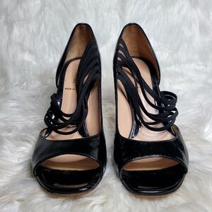 Fendi Black Patent Leather Open Toe D’Orsay Heels Size EU 37